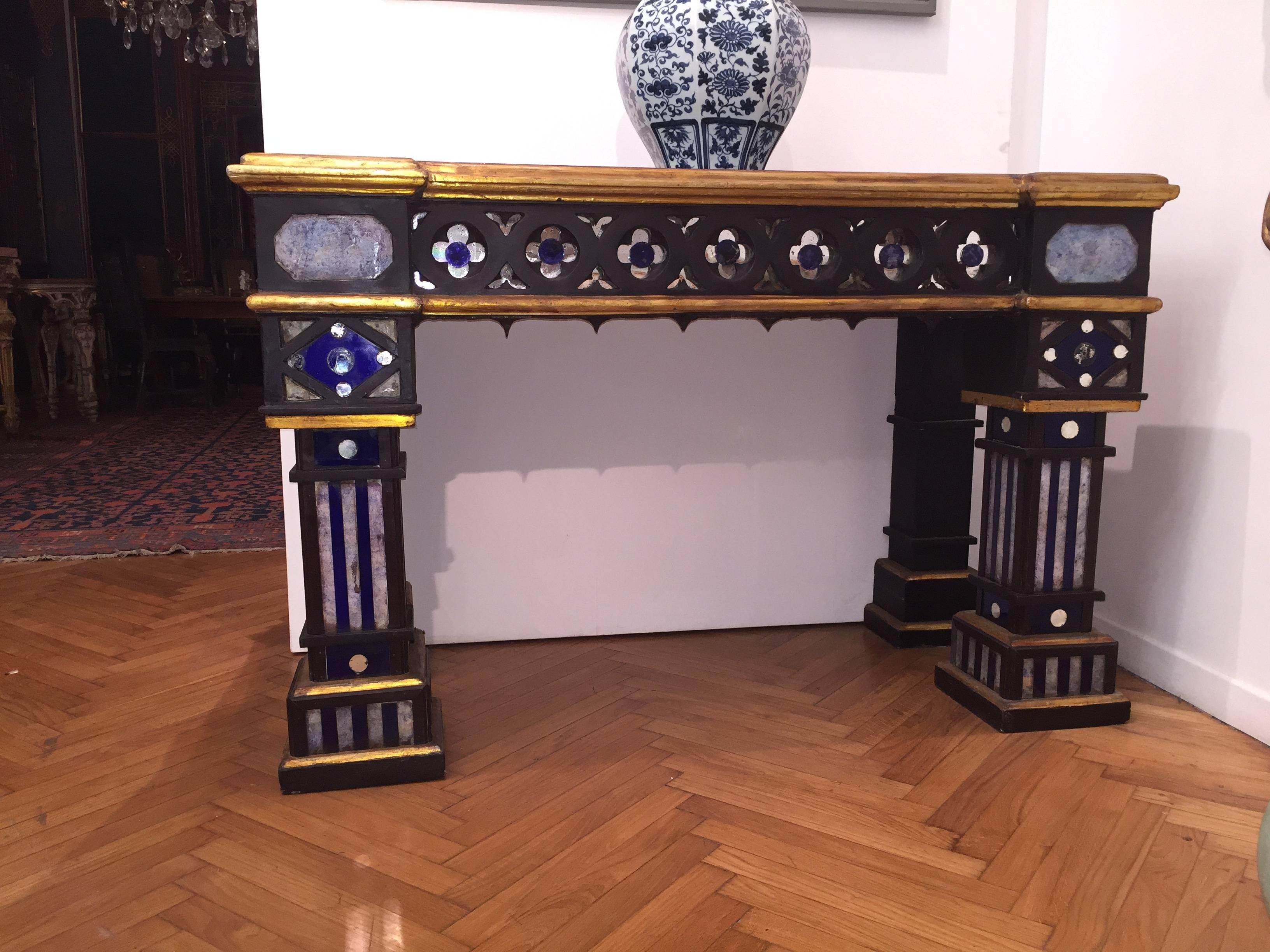 Pair of Italian 19th Century Neo-Gothic Console Tables For Sale 2