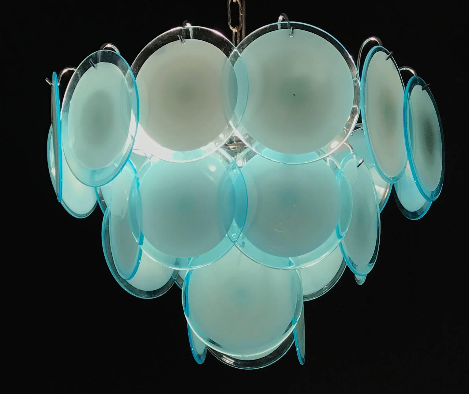 Pair of Vistosi Disc Murano Chandelier, 1970s For Sale 3