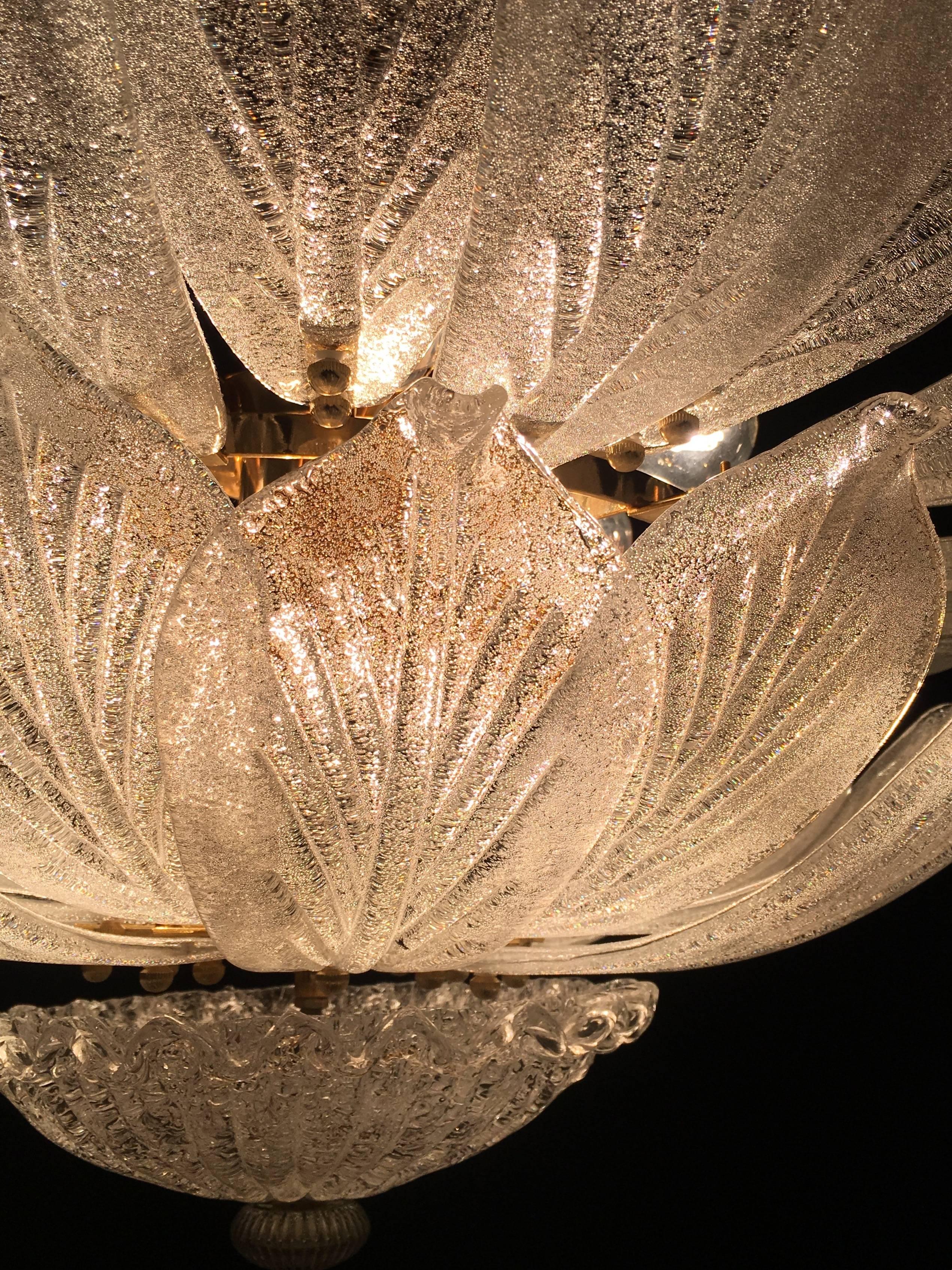 XX secolo Coppia di lampadari a incasso in vetro di Murano in vendita