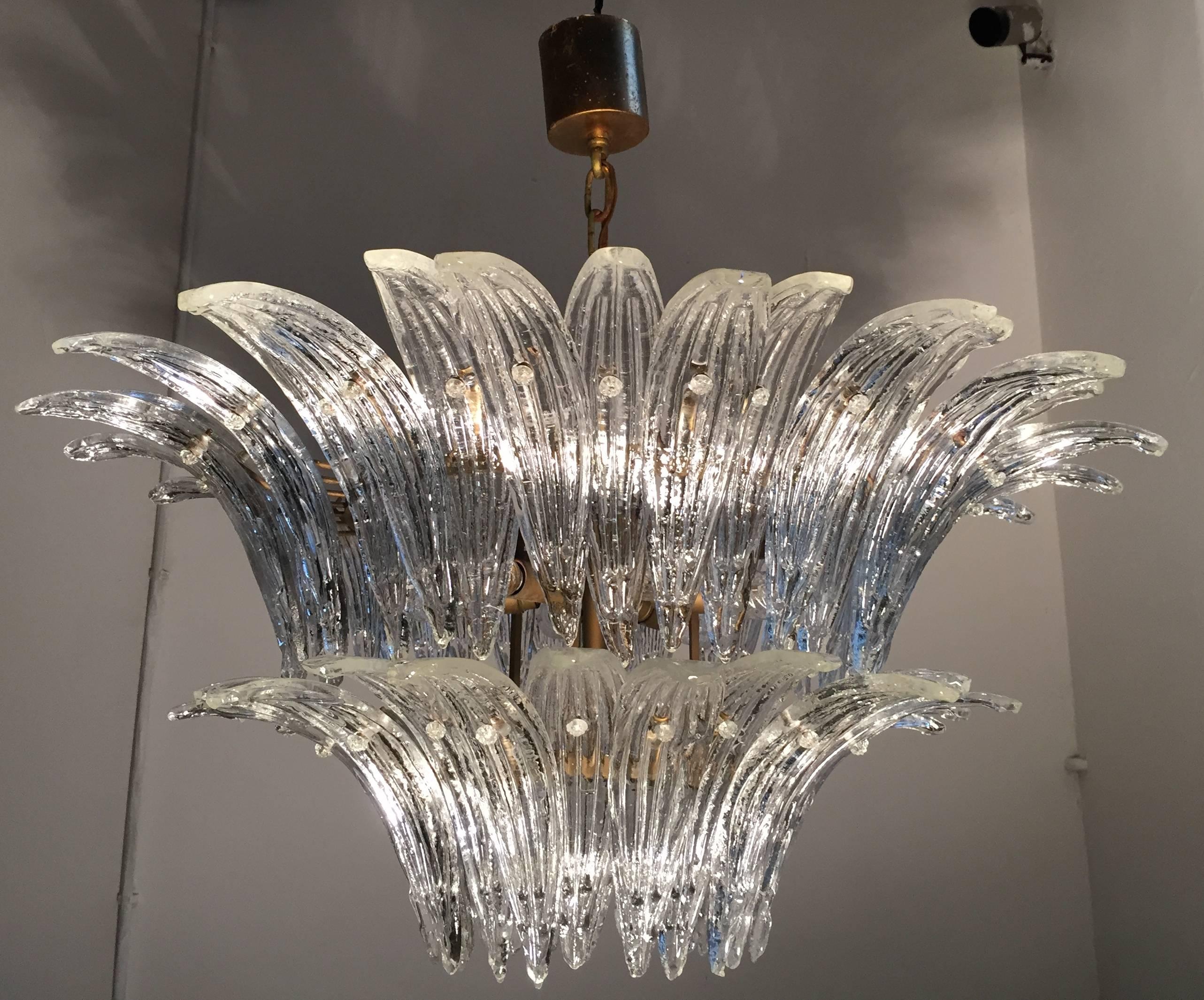 Blown Glass Original Pair of the Famous Chandelier Palmette by Barovier & Toso, 1960