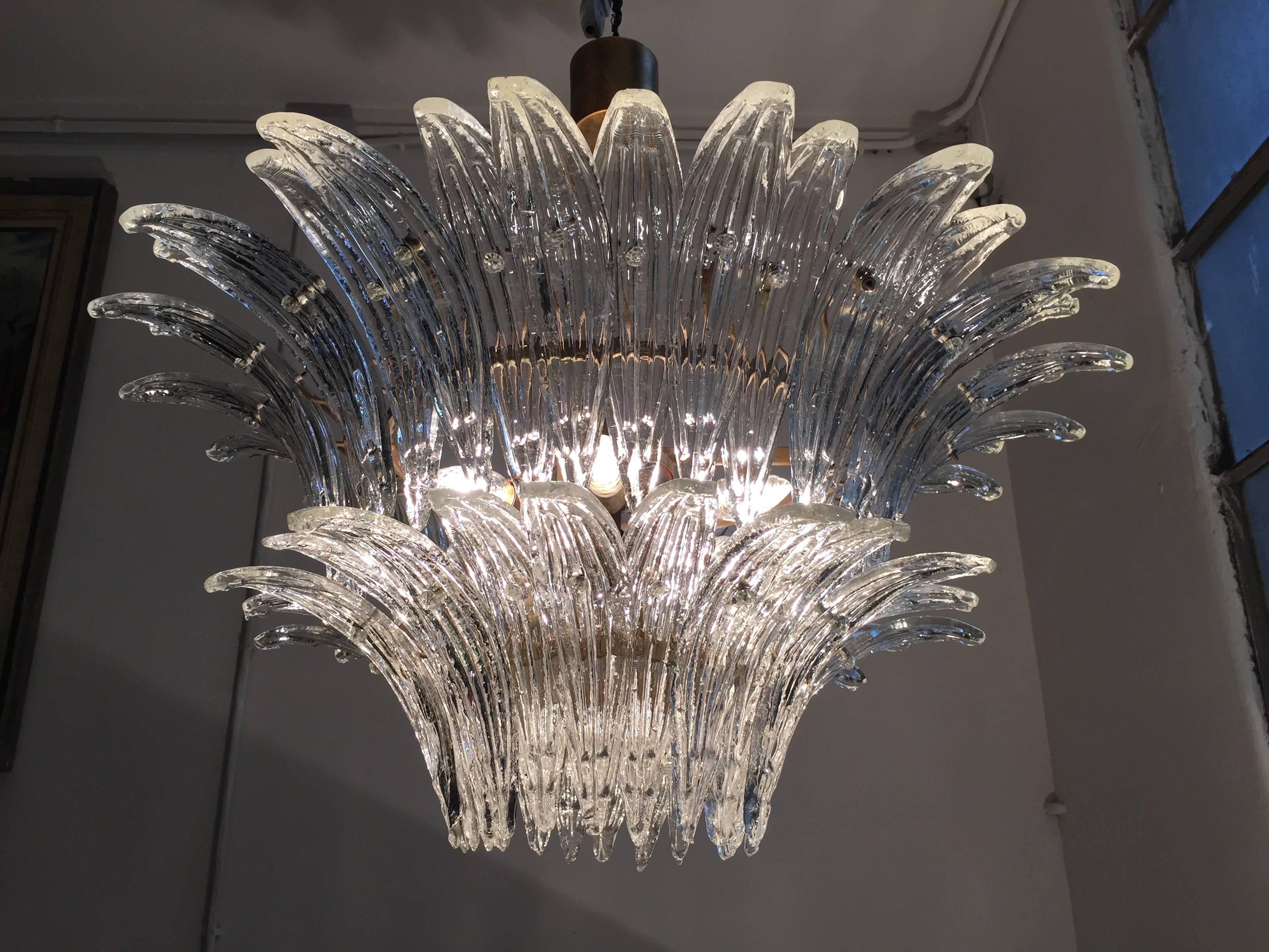 Original Pair of the Famous Chandelier Palmette by Barovier & Toso, 1960 In Excellent Condition In Rome, IT