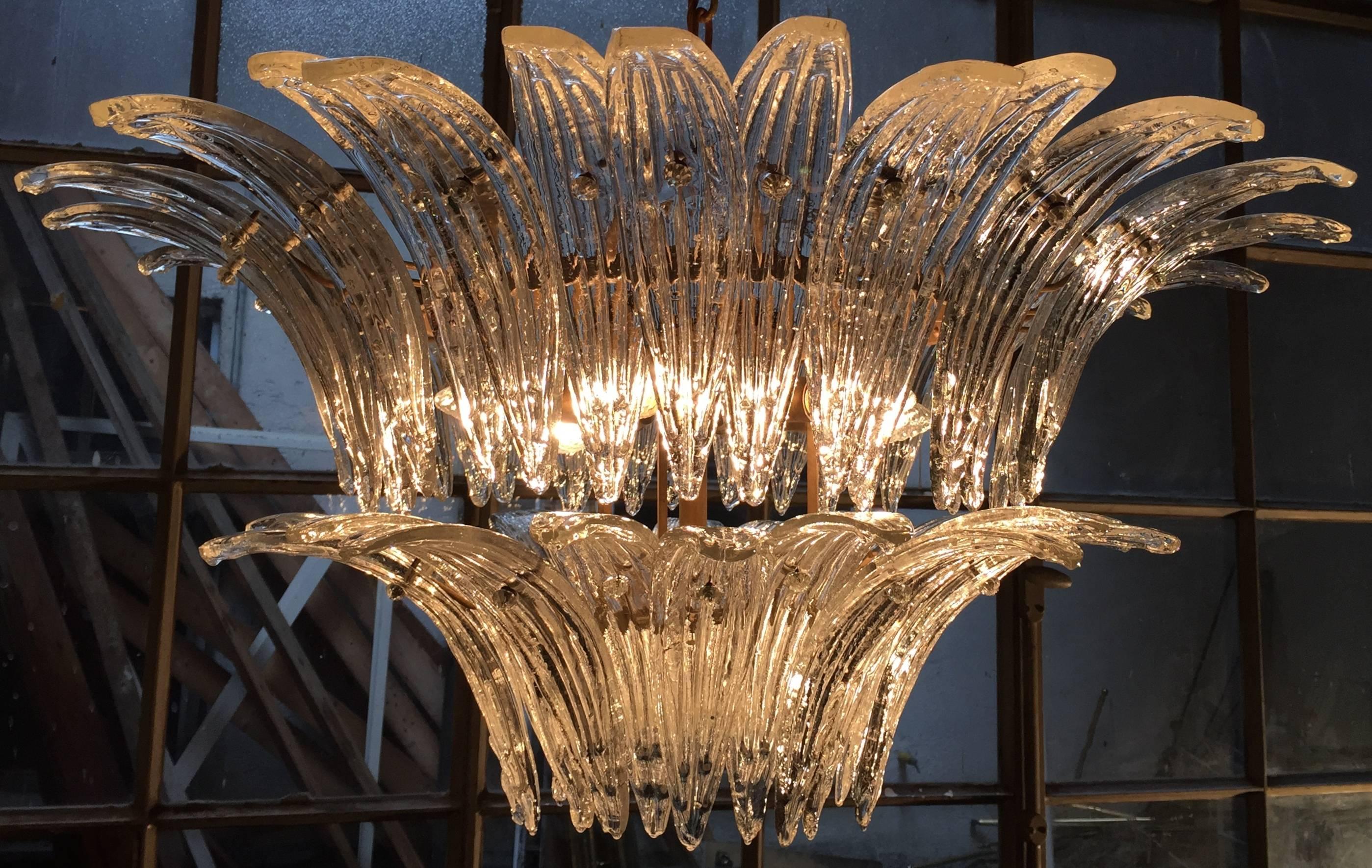 Original Pair of the Famous Chandelier Palmette by Barovier & Toso, 1960 2