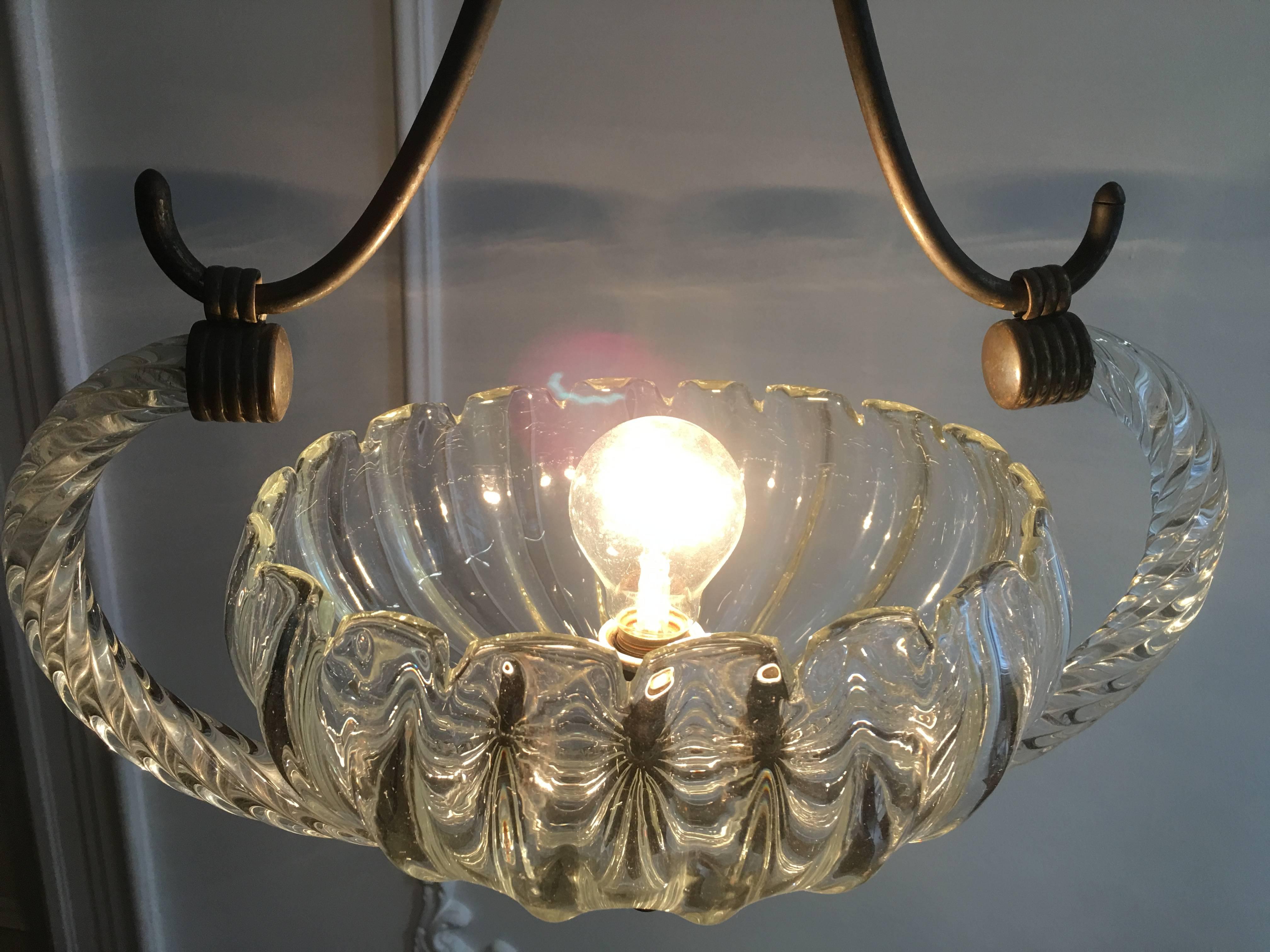 Chandelier Art Deco by Ercole Barovier, 1940s For Sale 2