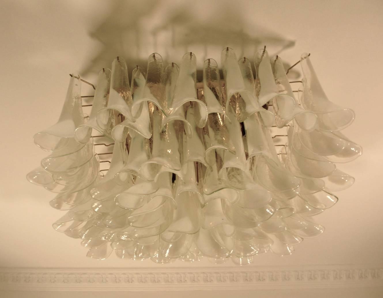 Spectacular Murano Glass Petal Chandelier or Flush Mount In Excellent Condition For Sale In Rome, IT