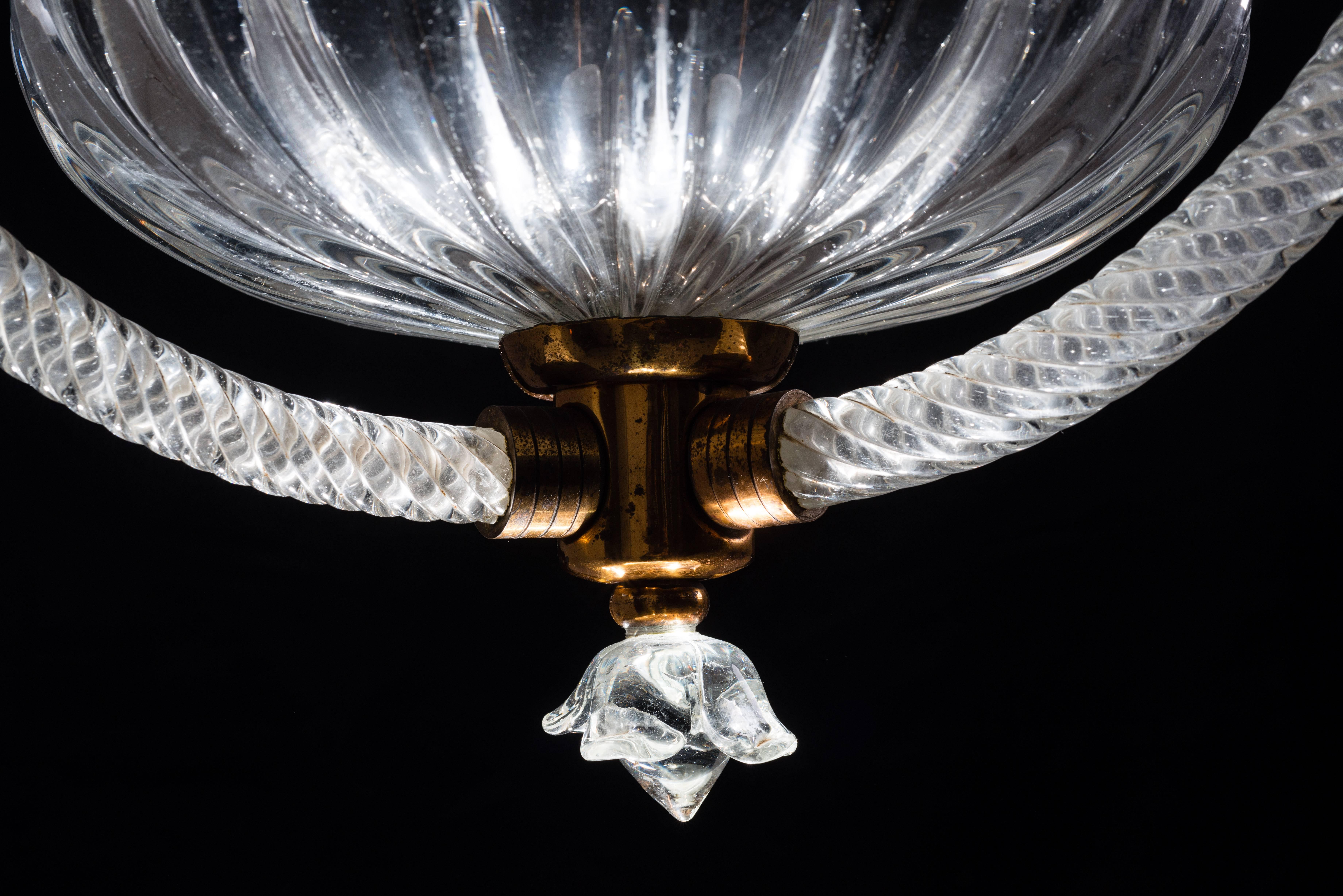 Art Deco Chandelier by Ercole Barovier, 1940s In Good Condition In Rome, IT