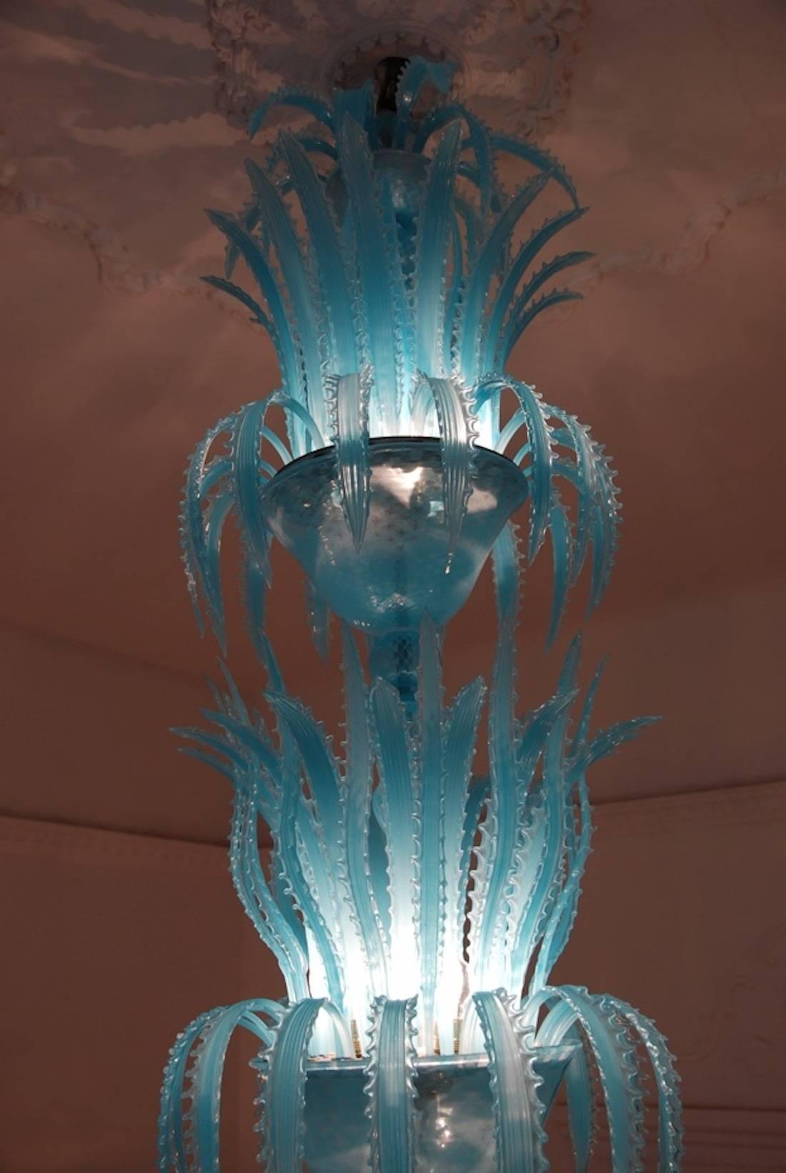 Cyclopean Waterfall Handblown Glass Chandelier by Murano, 1980s In Excellent Condition In Rome, IT