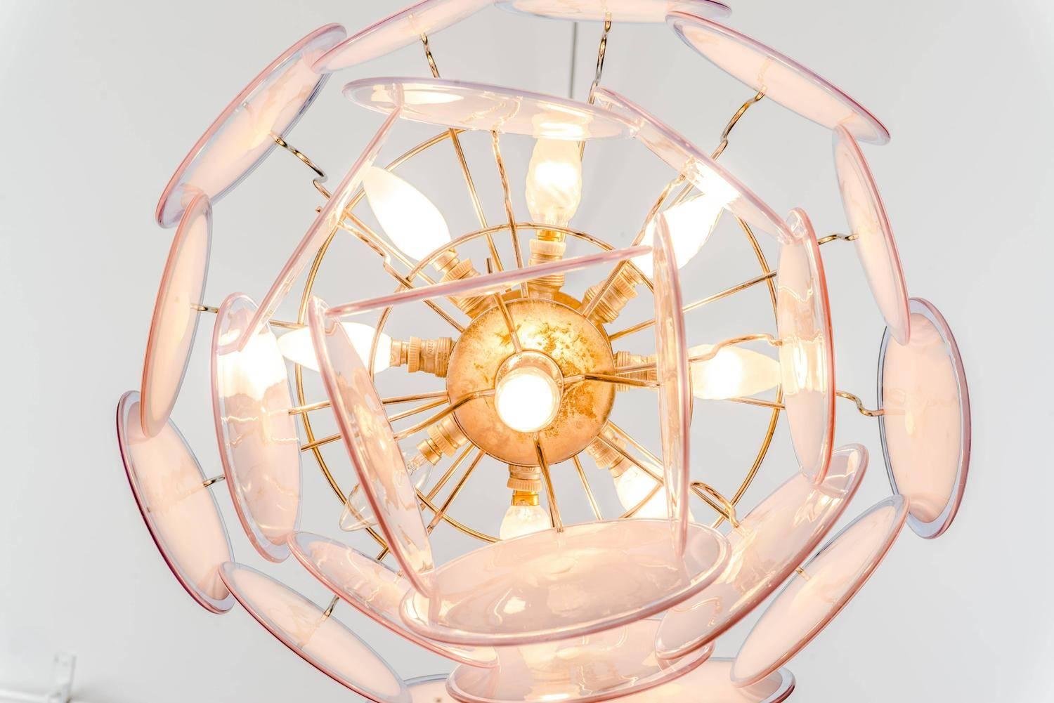 20th Century Pair of Vistosi Disc Murano Chandelier, 1970s