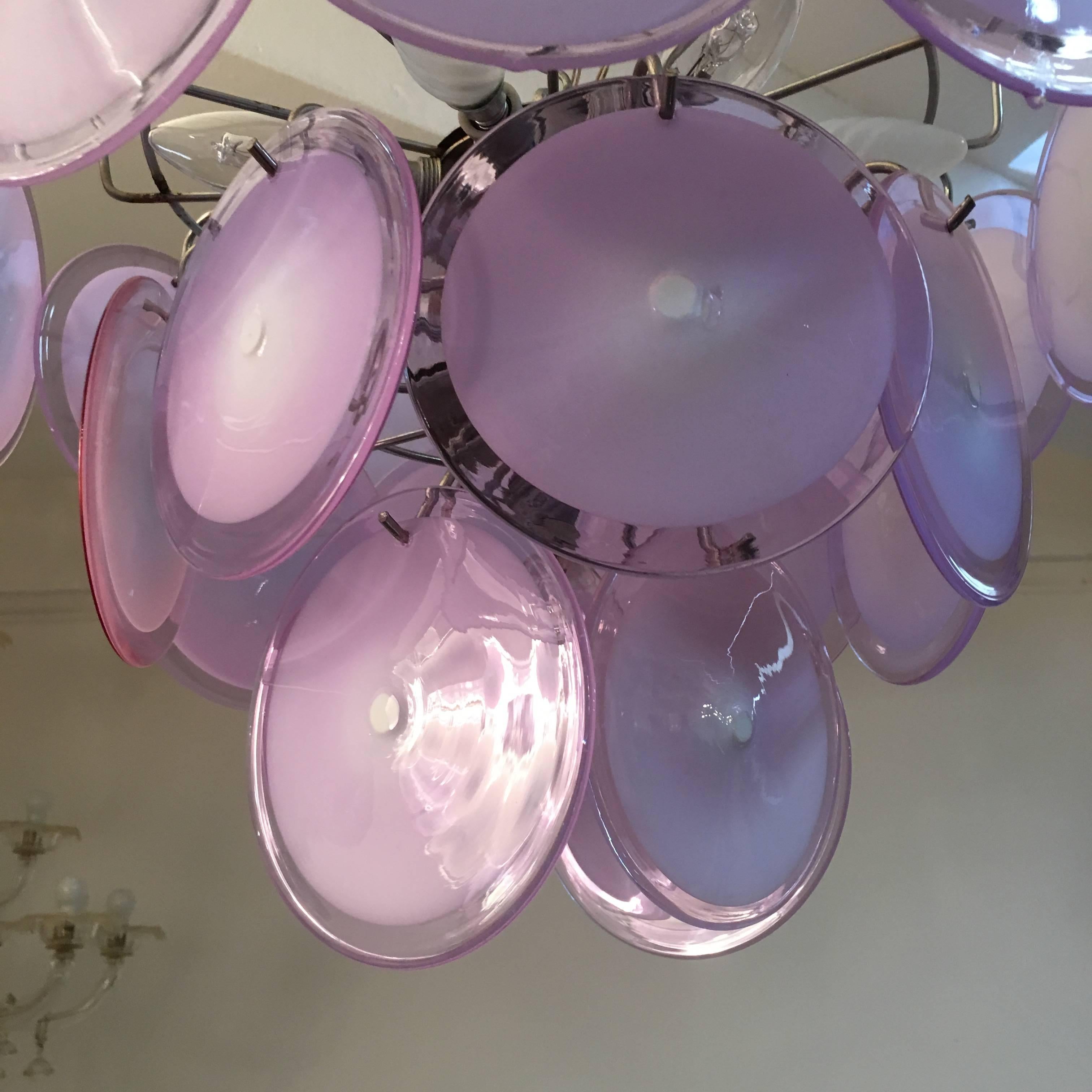 Vistosi Disc Murano Chandelier, 1970s In Excellent Condition For Sale In Rome, IT