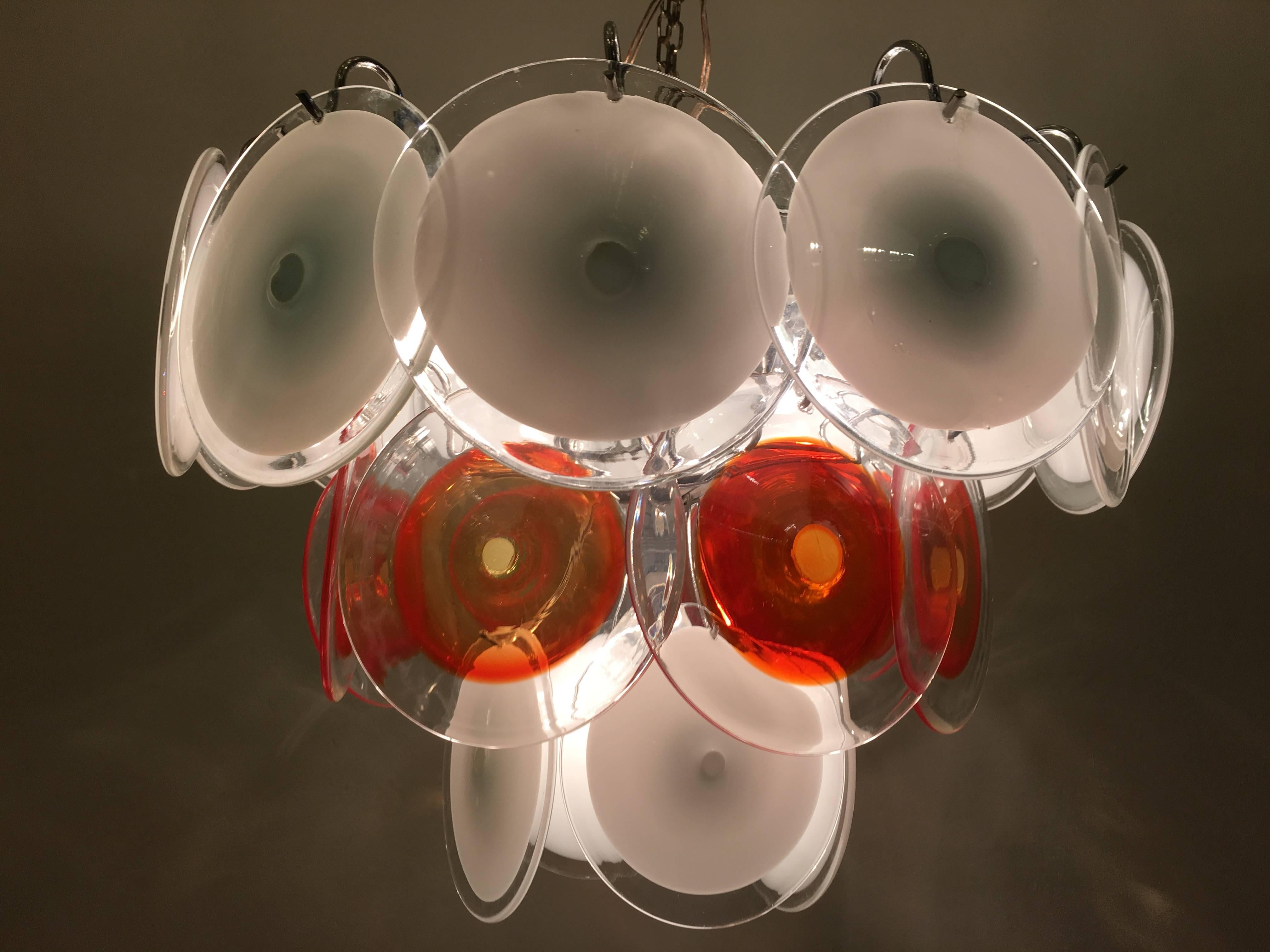 Vistosi Disc Murano Chandelier, 1970s 4