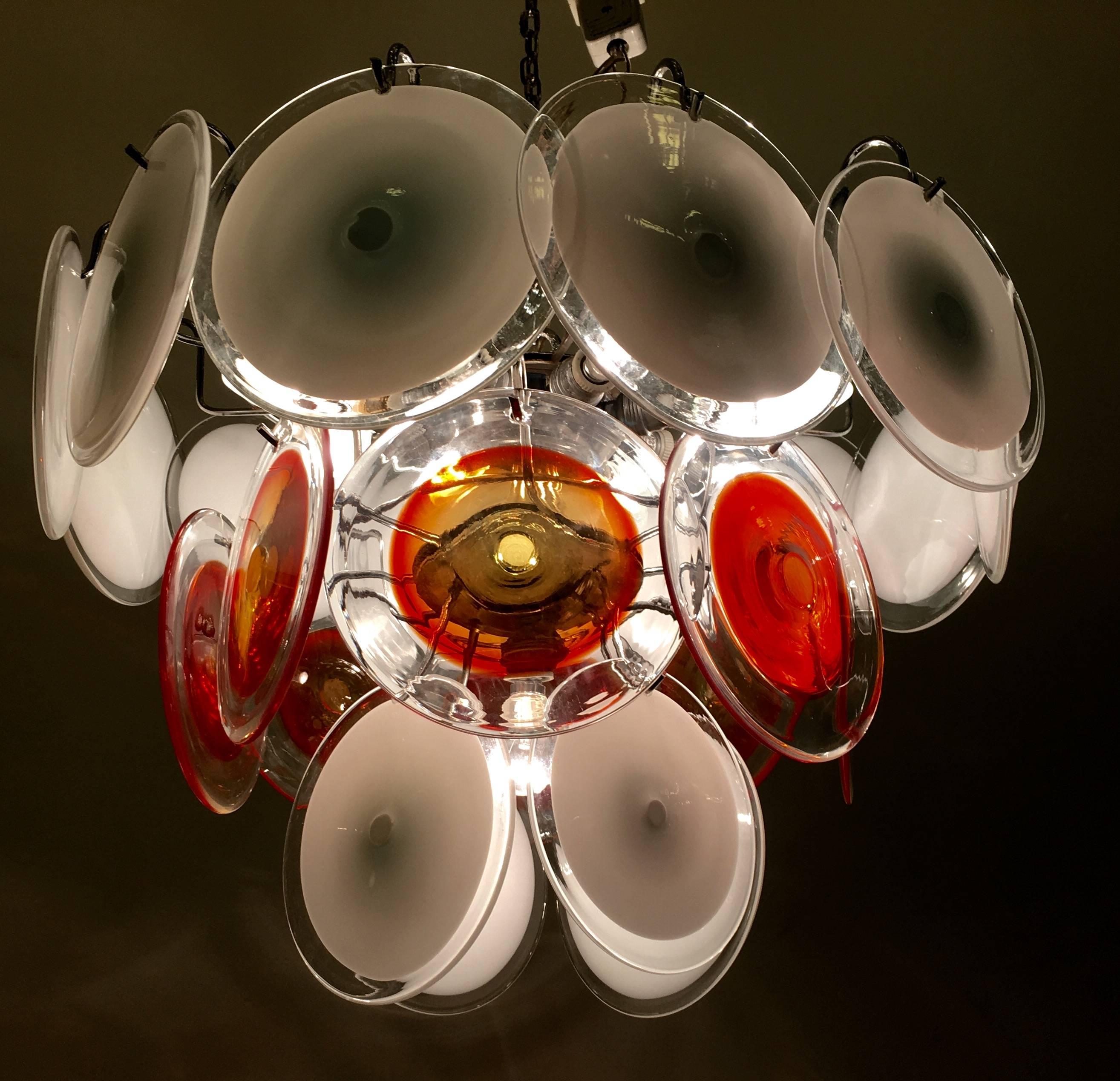 Vistosi Disc Murano Chandelier, 1970s 2