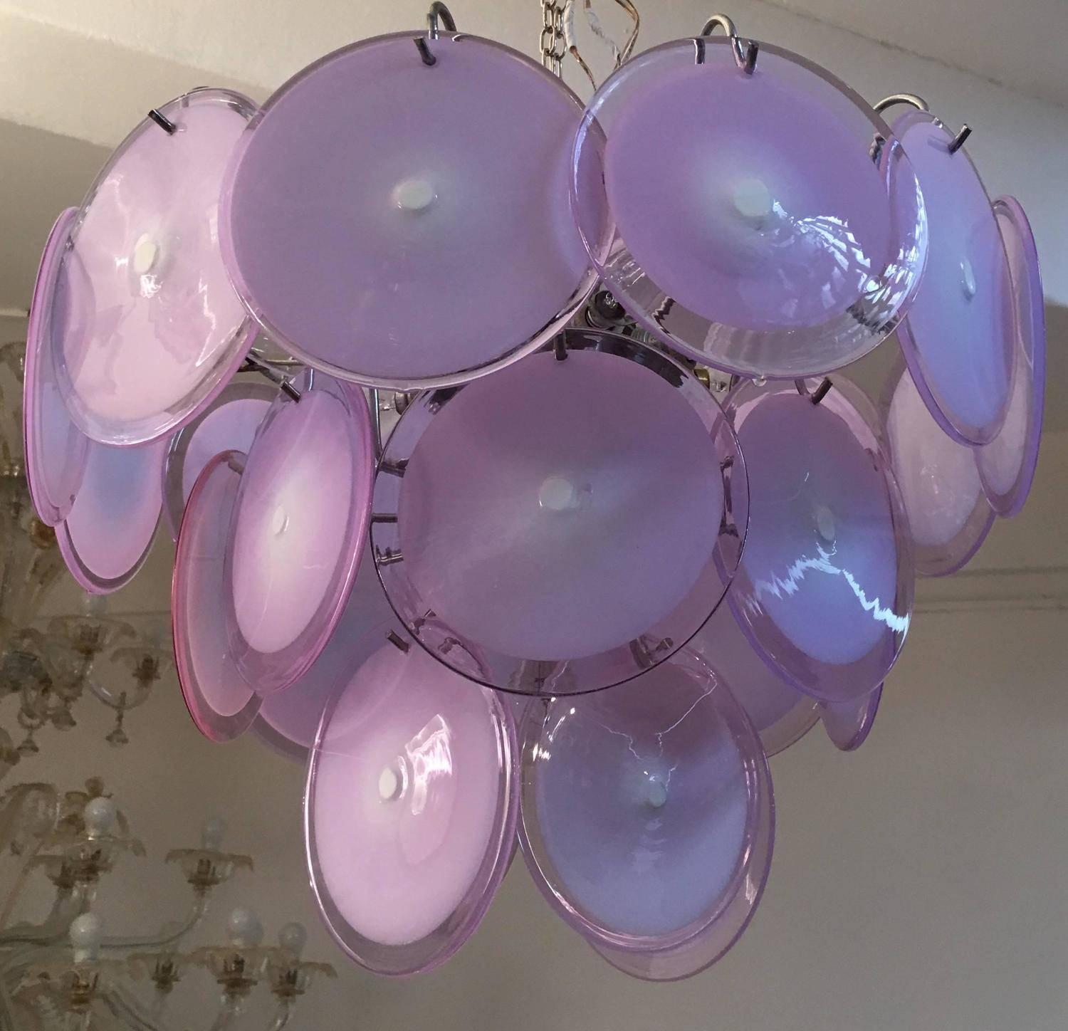 Blown Glass Charming Pair of Vistosi Chandeliers, 1970s