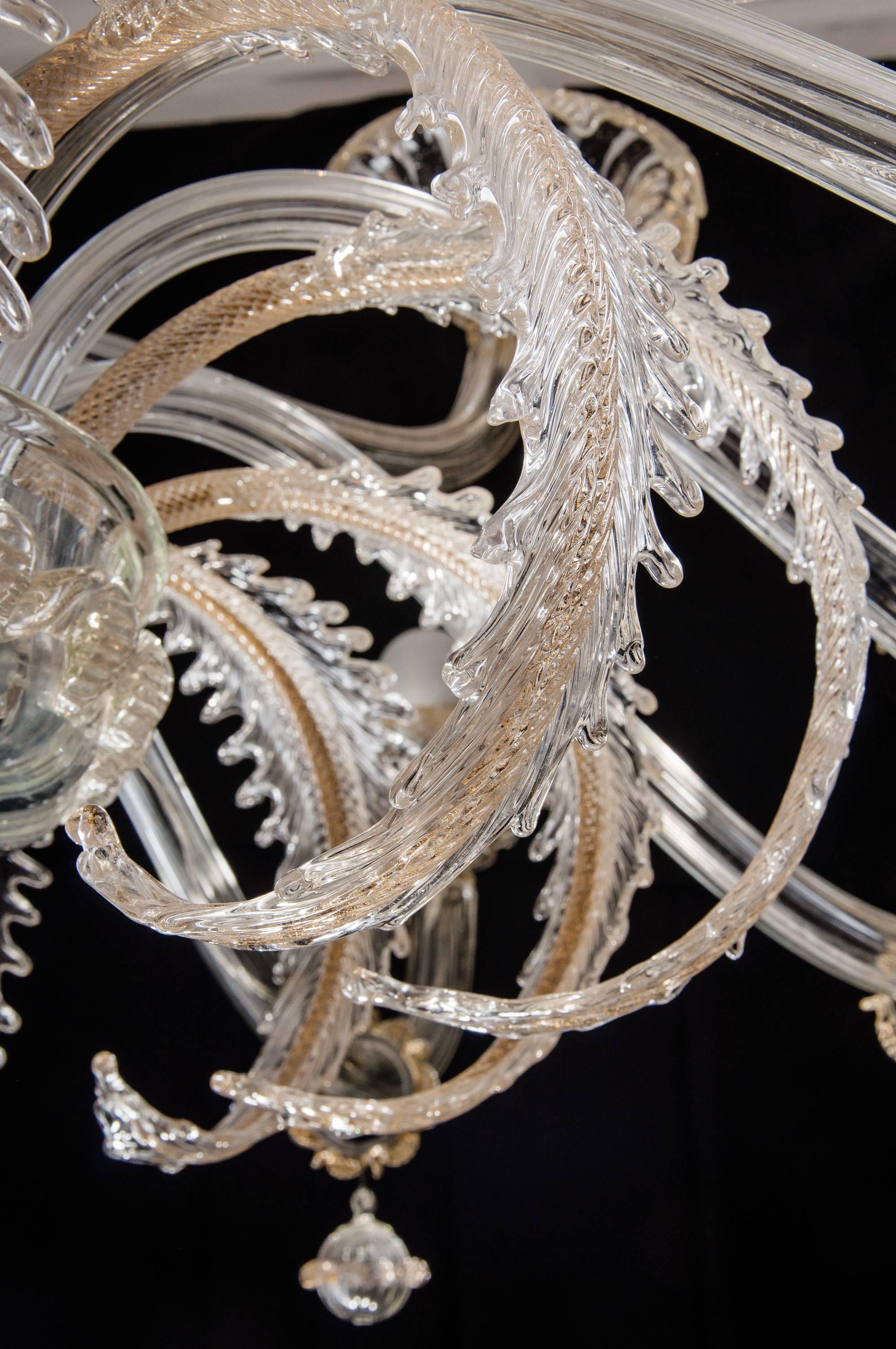Blown Glass Impressive Pair of Murano Chandeliers by Seguso, 1960