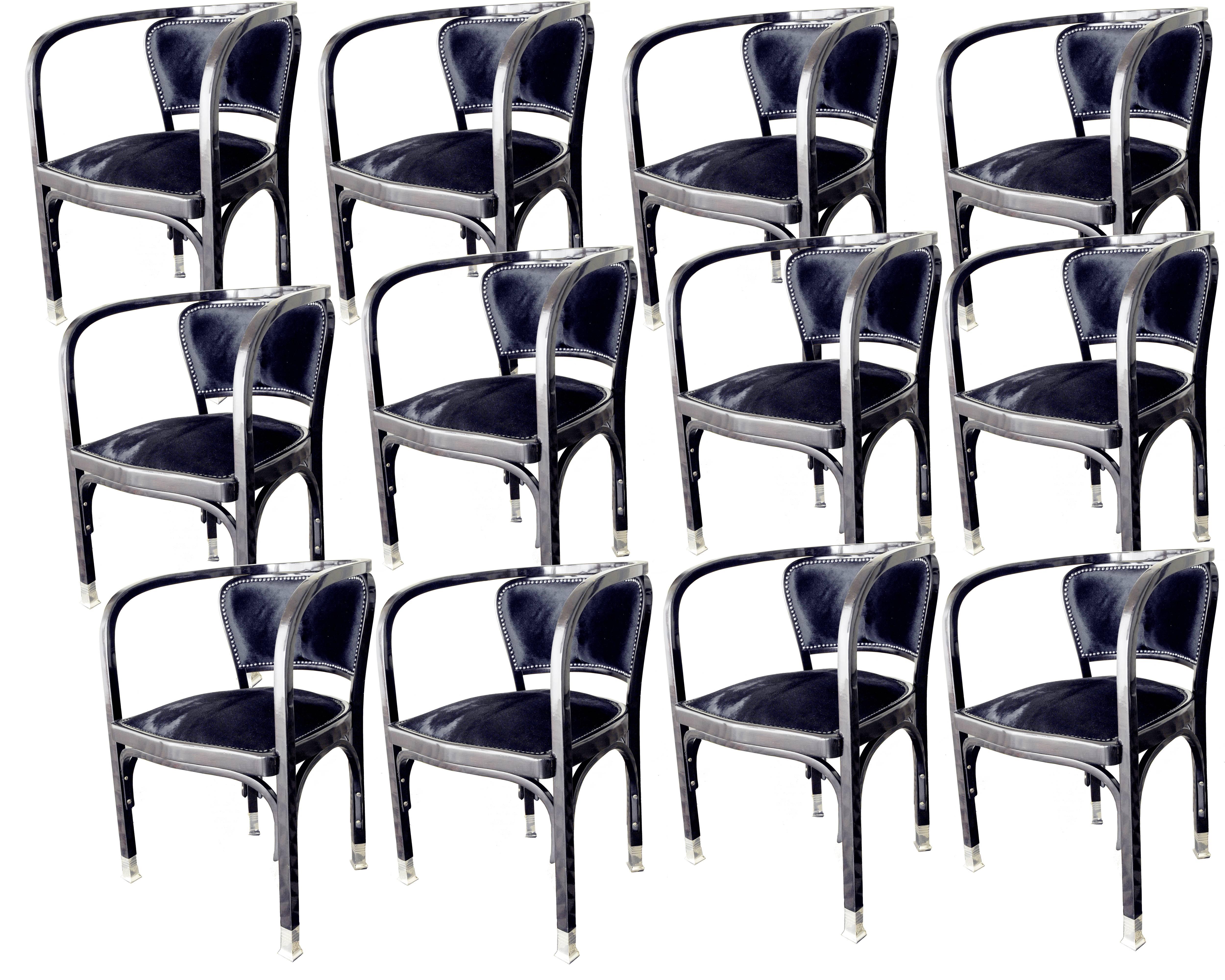 Beech Great set of 12 Armchairs Designed by Gustav Siegel, 1900s