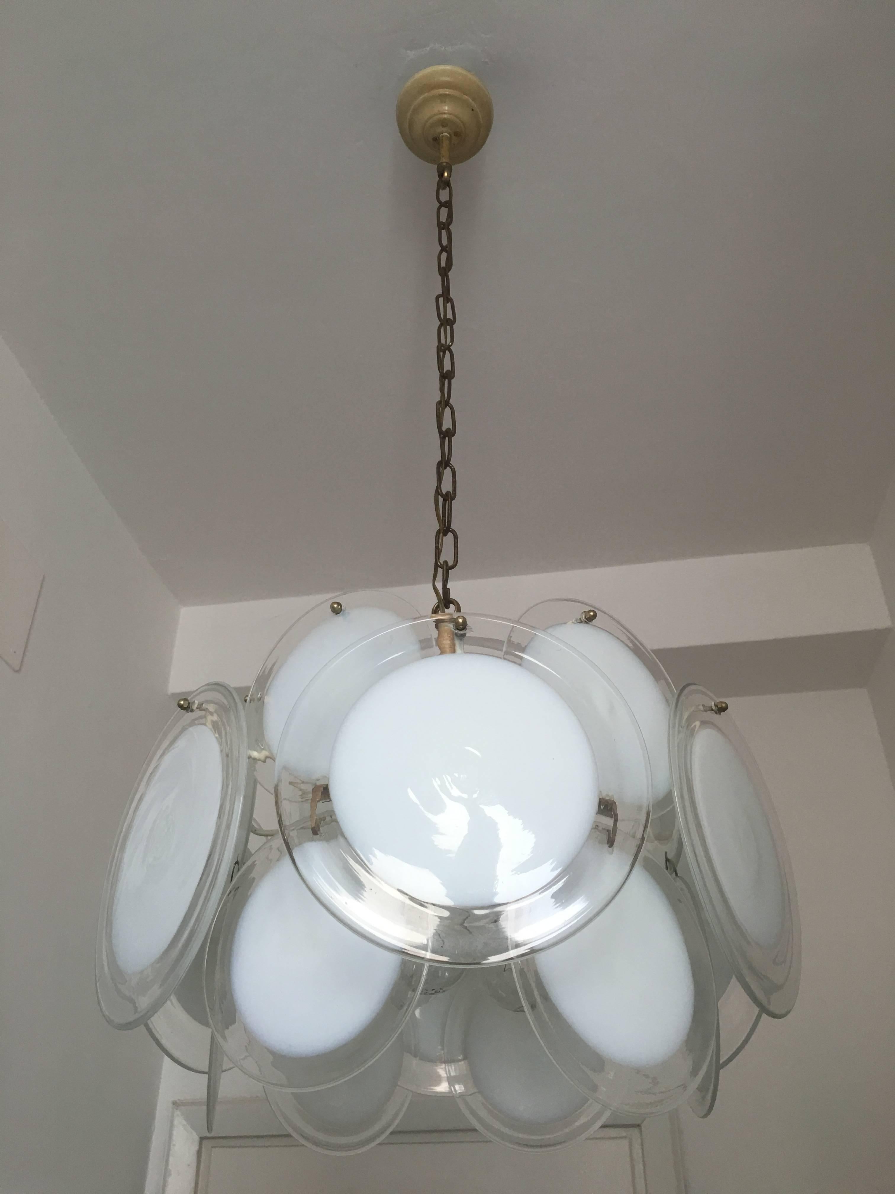 Charming Murano Disc Chandelier by Vistosi, 1960s 3