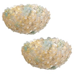 Paire d'étonnants verres de Murano  Plafonniers en forme de panier de fleurs par Barovier