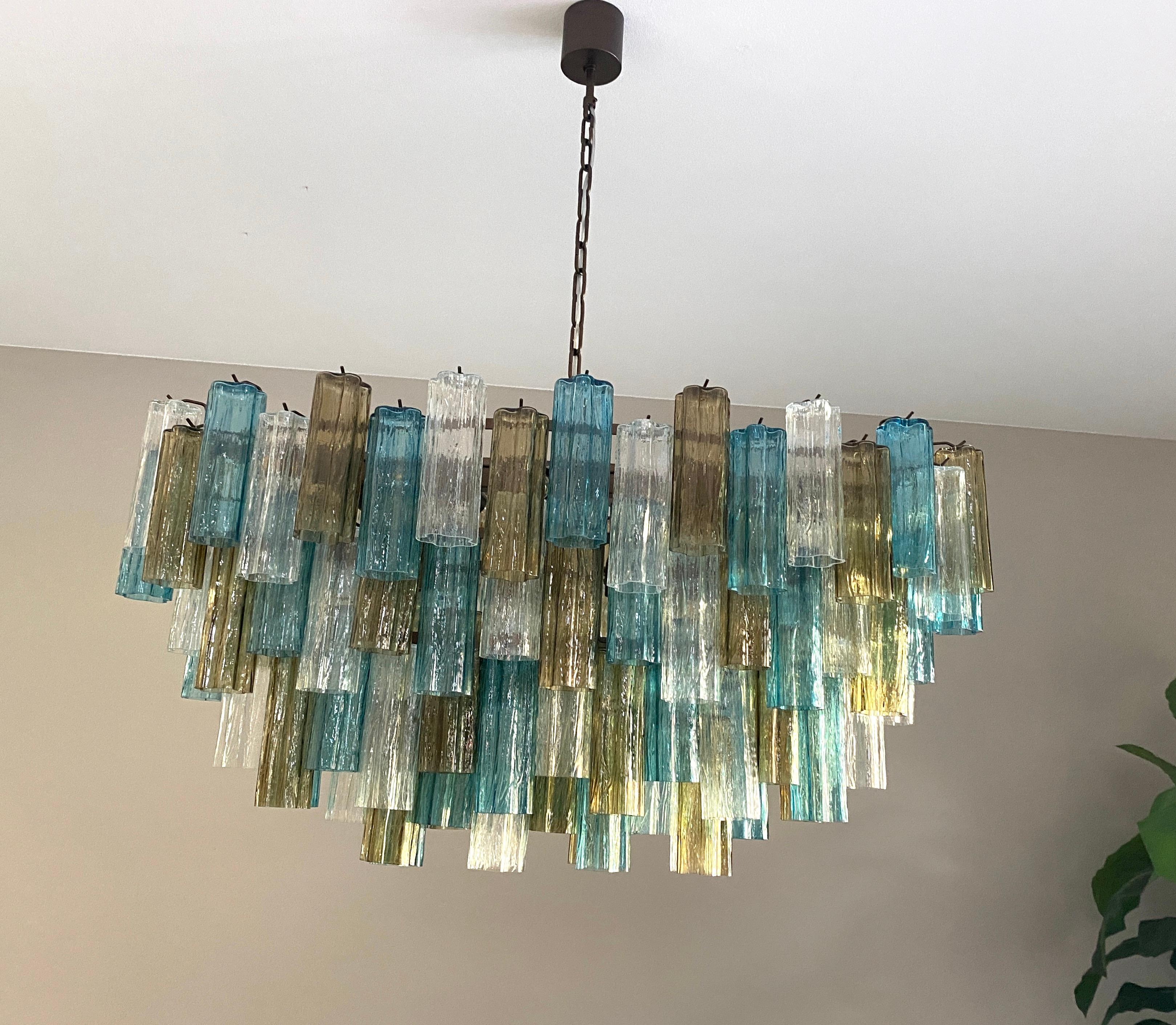 Large Oval Shaped Multi-Color Murano Glass Chandelier Model Forte dei Marmi For Sale 13