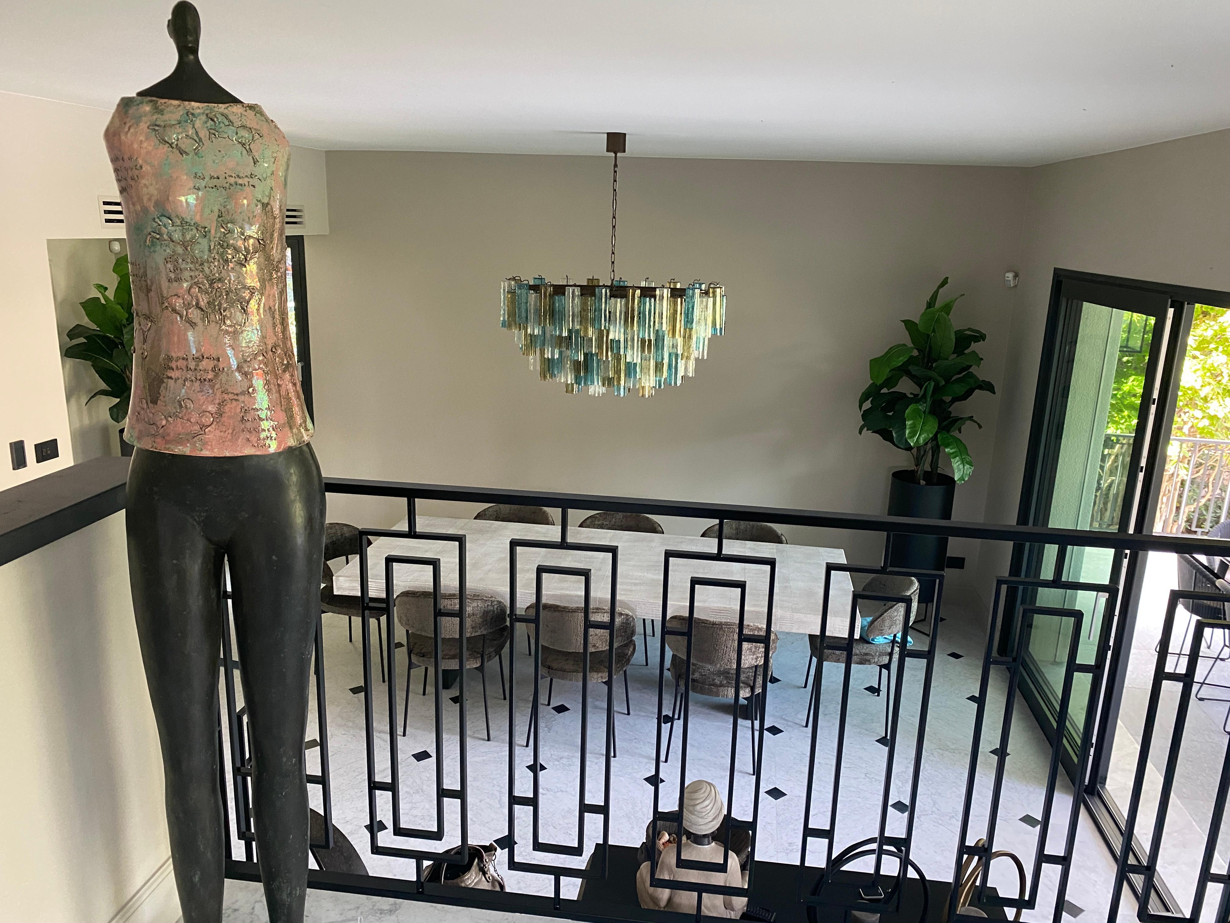 Large Oval Shaped Multi-Color Murano Glass Chandelier Model Forte dei Marmi For Sale 14