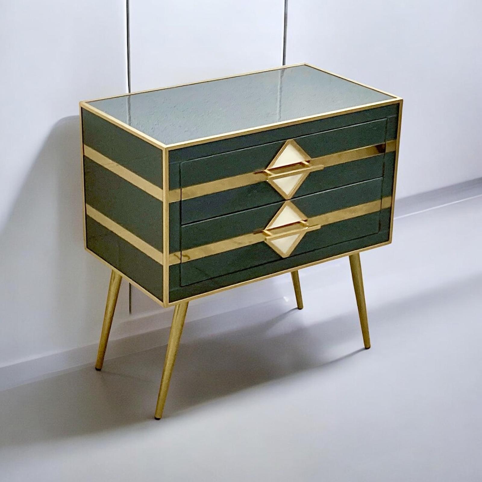 XXIe siècle et contemporain Paire de tables de chevet ou de commodes grises de style milieu de siècle en vente