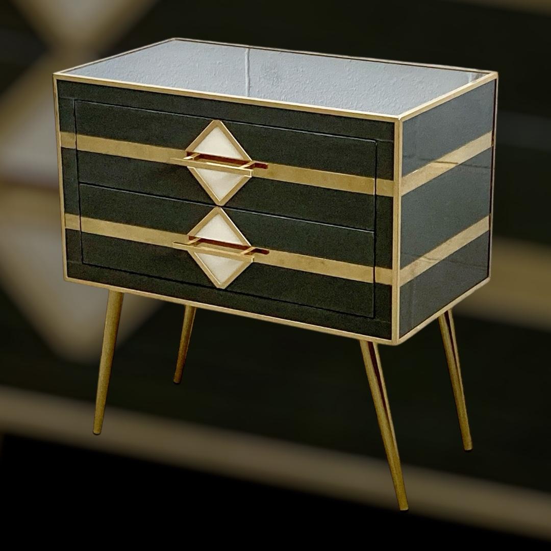 Paire de tables de chevet ou de commodes grises de style milieu de siècle en vente 1