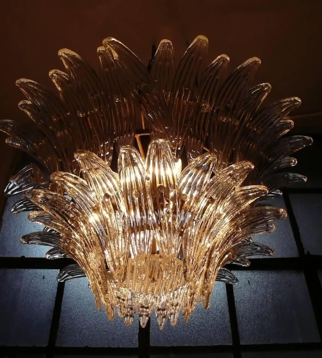 Pair of Original Palmette by Barovier & Toso, Murano Chandelier, 1960s In Excellent Condition In Rome, IT