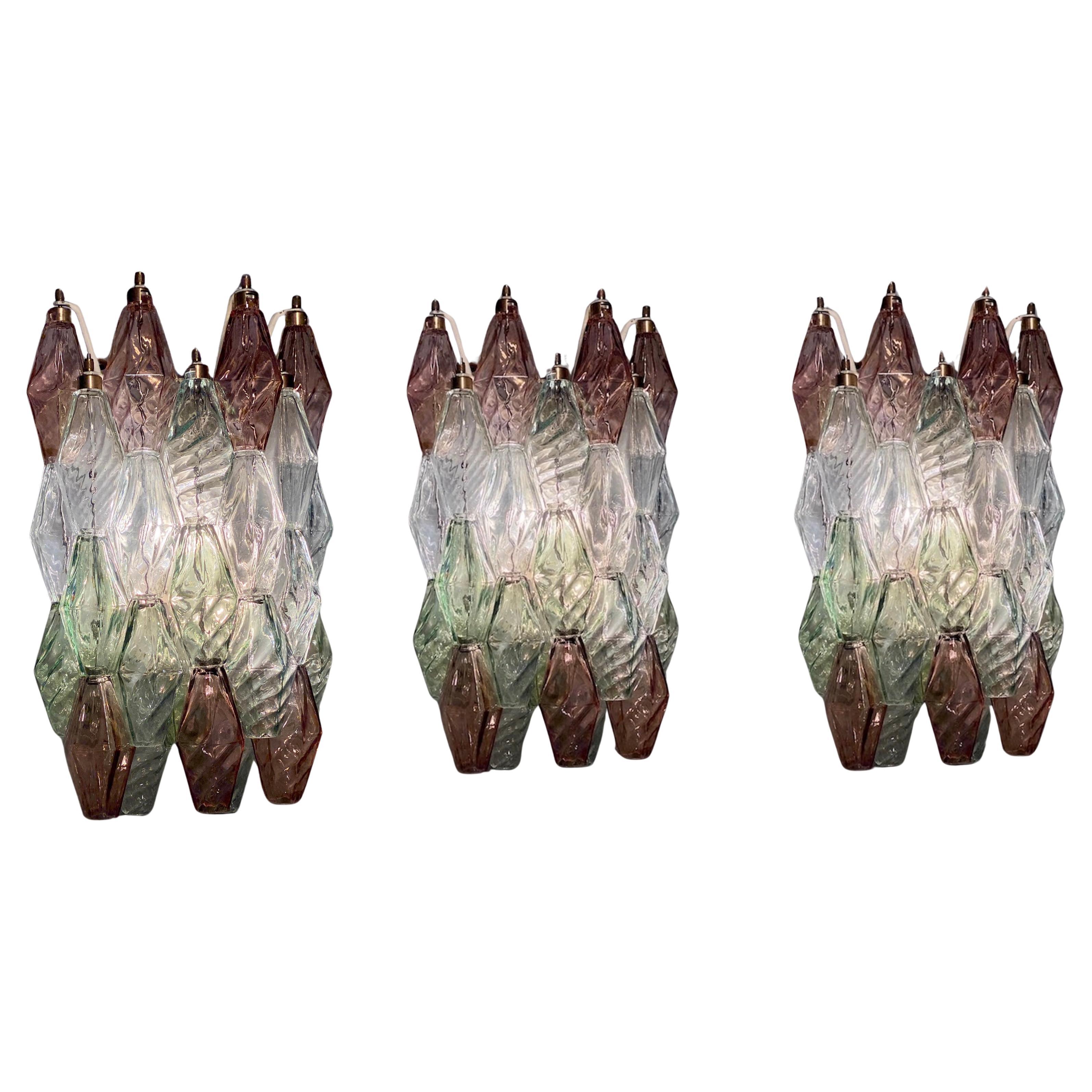 Drei Poliedri-Wandleuchten Carlo Scarpa Venini Variation, 1980
