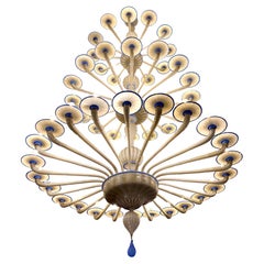 Majestic lampadario razionalista in vetro di Murano di Napoleone Martinuzzi, 1930