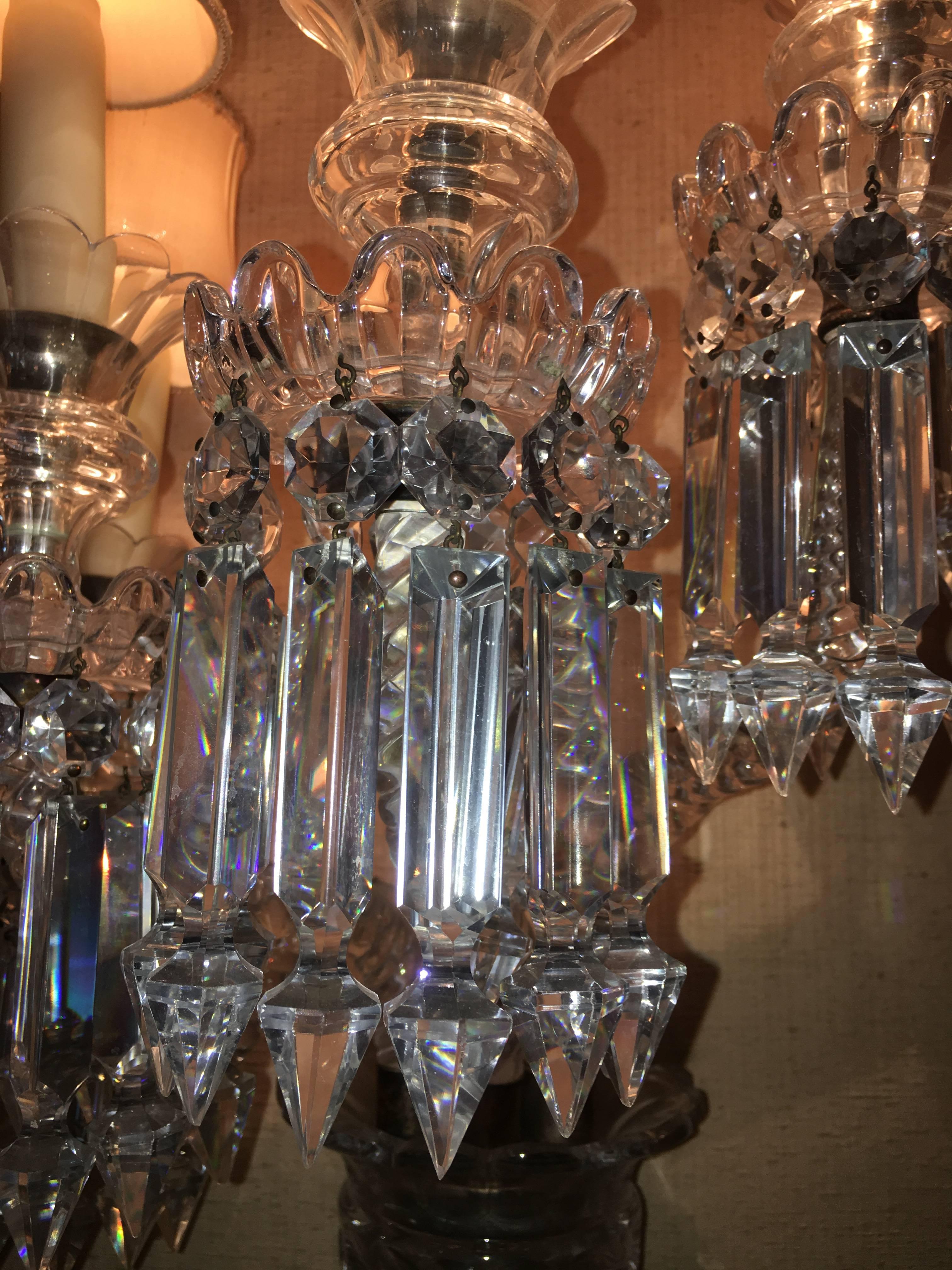 Pair of Crystal Sconces attributed to Baccarat, France, 1870s In Excellent Condition In Rome, IT
