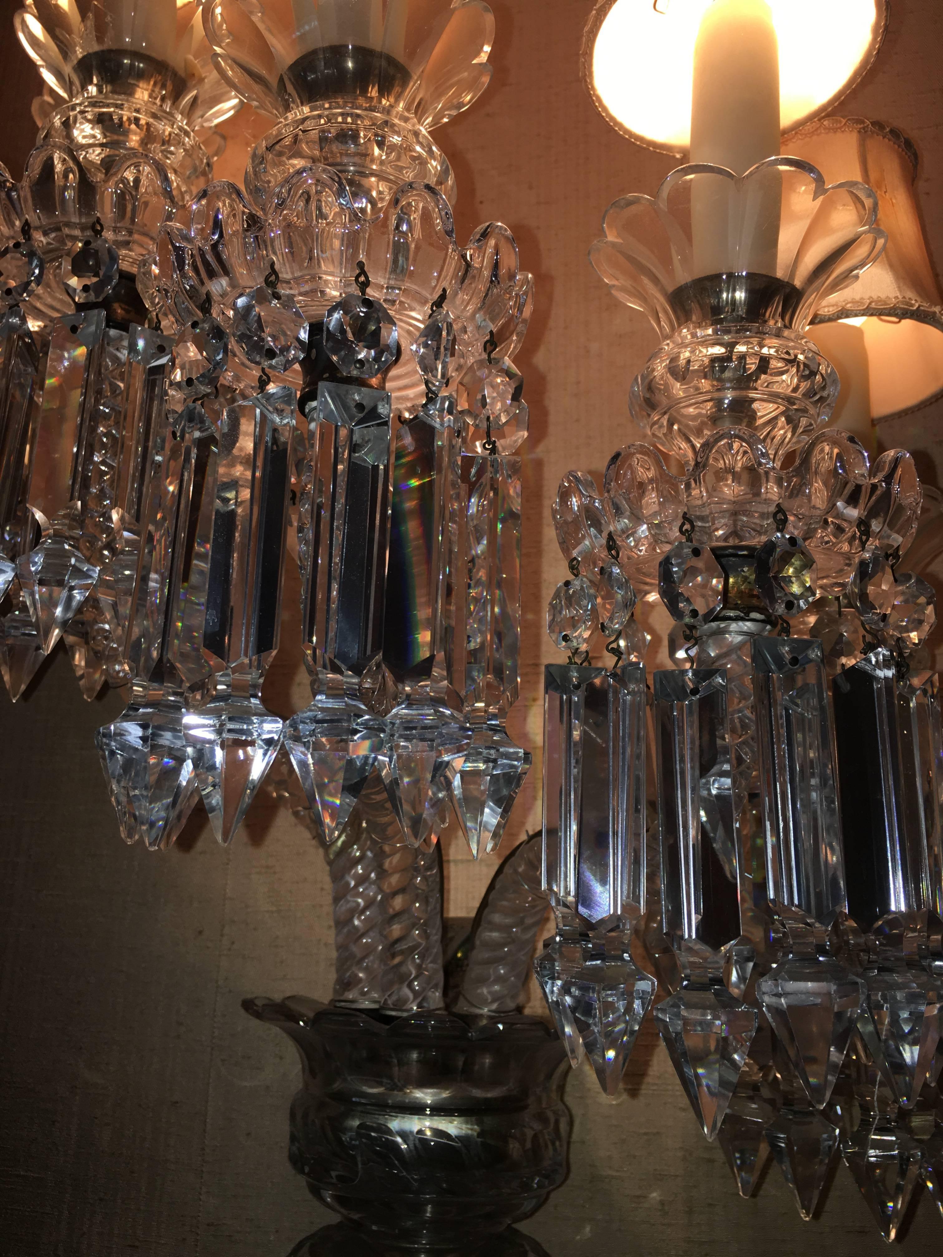 Pair of Crystal Sconces attributed to Baccarat, France, 1870s 1