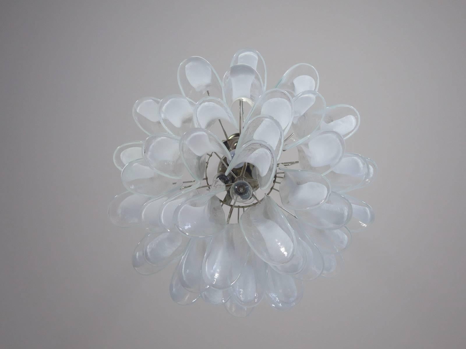 Pair Murano Chandelier in the Manner of Mazzega, 1970s For Sale 1