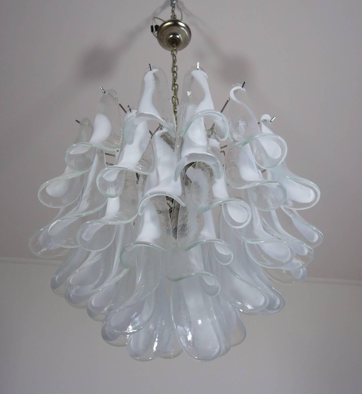 Pair Murano Chandelier in the Manner of Mazzega, 1970s For Sale 3