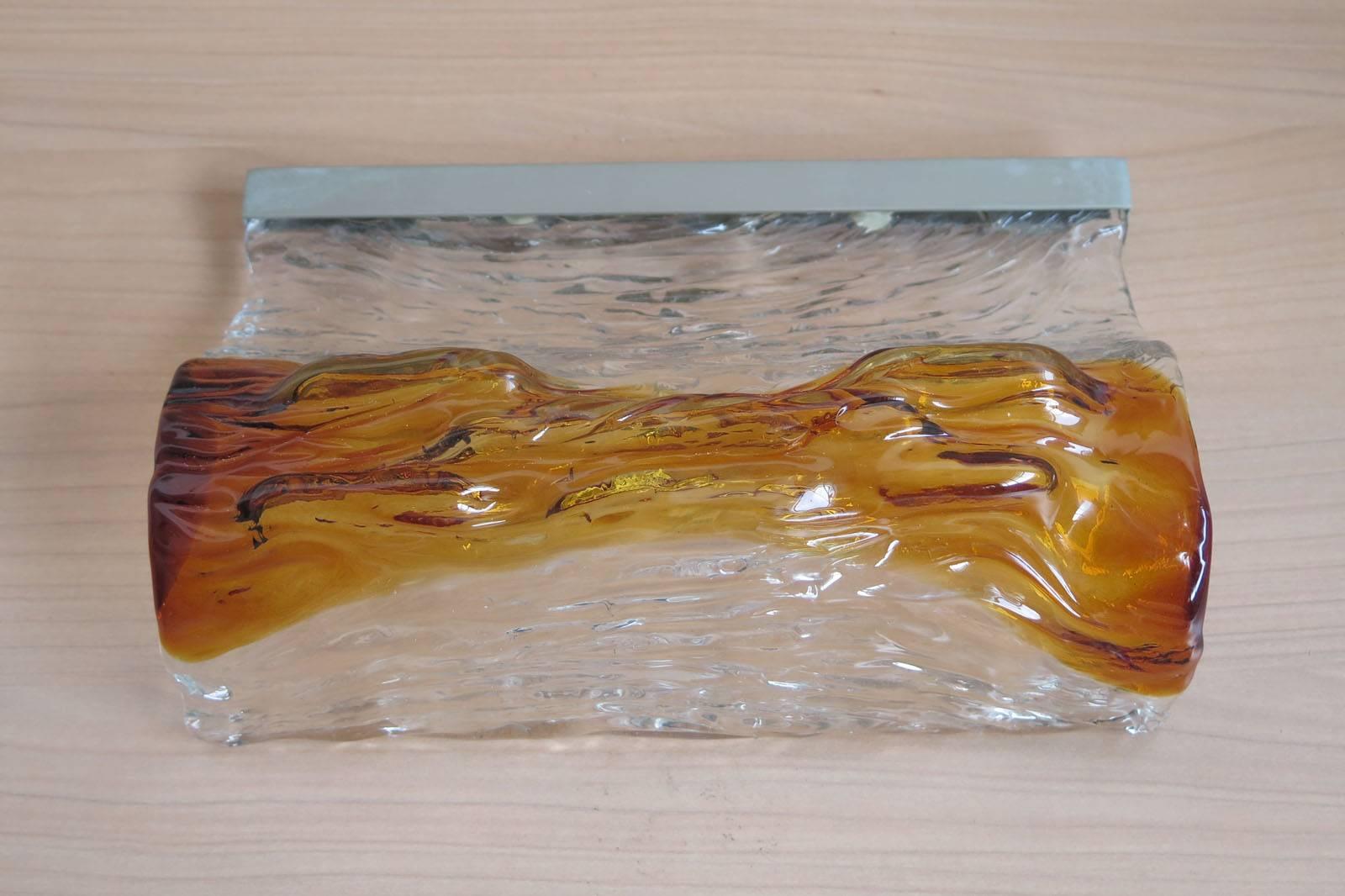 Blown Glass Pair of Italian Mid-century Mazzega Sconces by Toni Zuccheri, 1970s For Sale