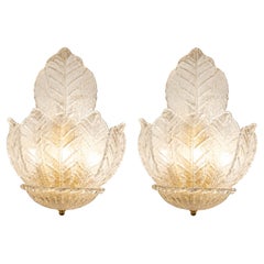 Pair of Italian Murano Glass Ninfea Wall Sconces