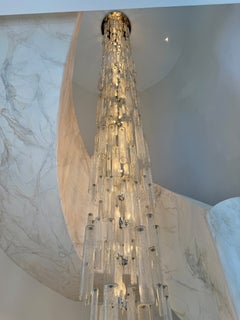Exceptionally Large and Rare Custom Made Murano Stairway Chandelier, Italy 2006.