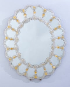 Superb Oval Shaped Mid-Century Venetian Mirror Murano 1960'