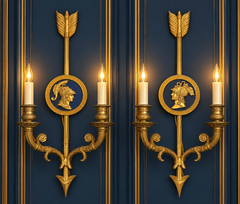 Pair of Bronze Two-Light Neoclassical Wall Sconces