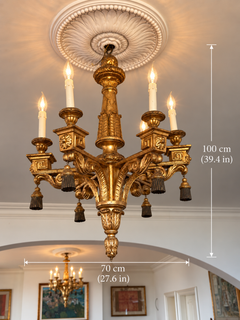 Rare Pair of Italian 18th Century Giltwood Chandelier