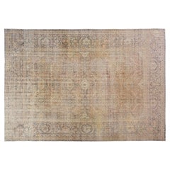 Oversize 19' century Beige Hand Knotted Kerman Rug or Carpet