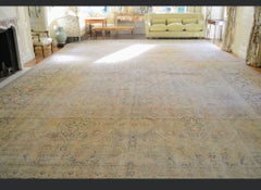 Oversize 19' century Beige Hand Knotted Kerman Rug or Carpet