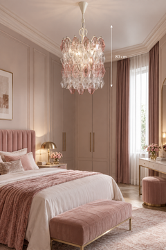 Venini Pink and Ice Original Poliedri Chandelier by Carlo Scarpa, 1955