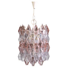Venini Pink and Ice Original Poliedri Chandelier by Carlo Scarpa, 1955