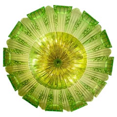 Large Green Murano Glass Leave Ceiling Light or Flush Mount