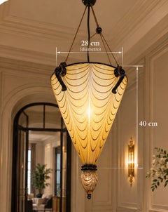 Refined Pair of Venetian Liberty style Murano Glass Pendants or Lanterns