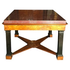 Neoclassical Italian Center Table with Imperial Porphyry Marble Tabletop