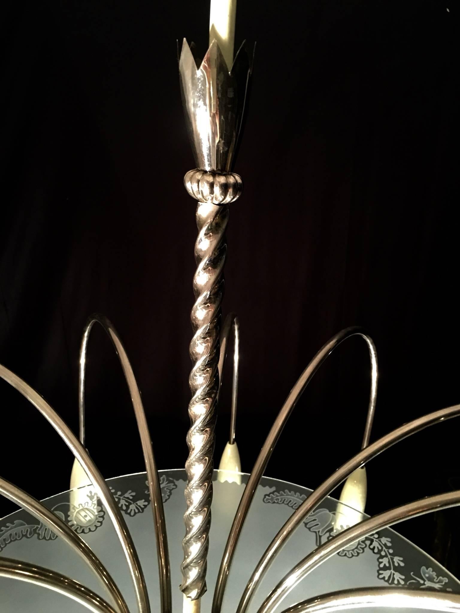 20th Century Chandelier Attributed to Pietro Chiesa for Fontana Arte, 1940s