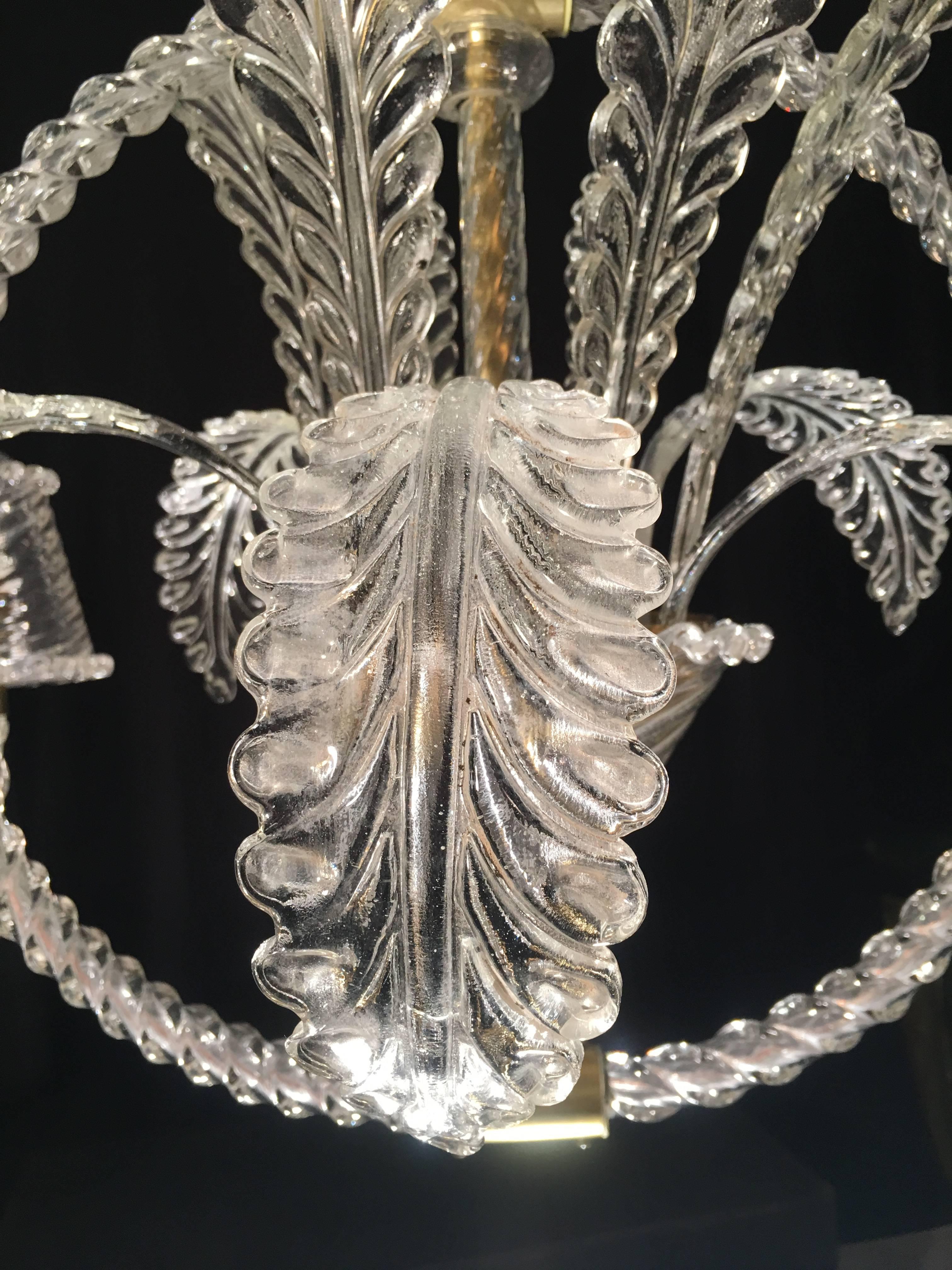 Italian Fine Murano Chandelier by Ercole Barovier, 1940s For Sale