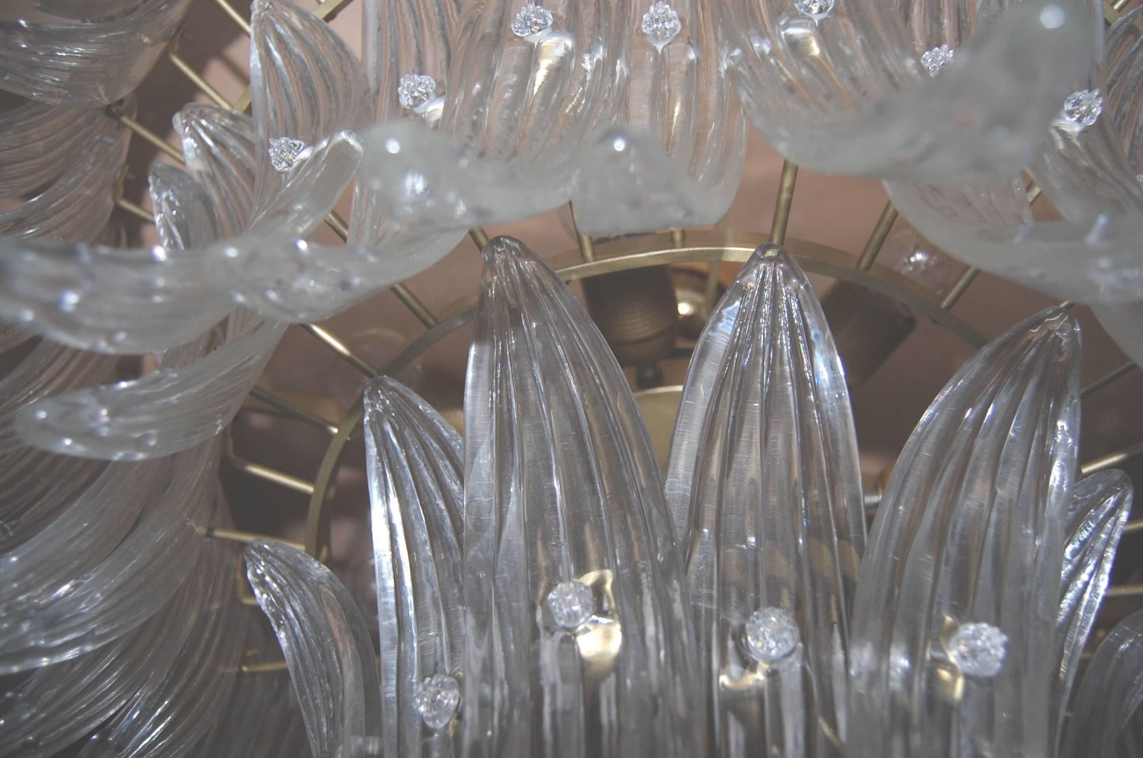 Spectacular Palmette Chandelier by Barovier & Toso, 1960s In Excellent Condition In Rome, IT