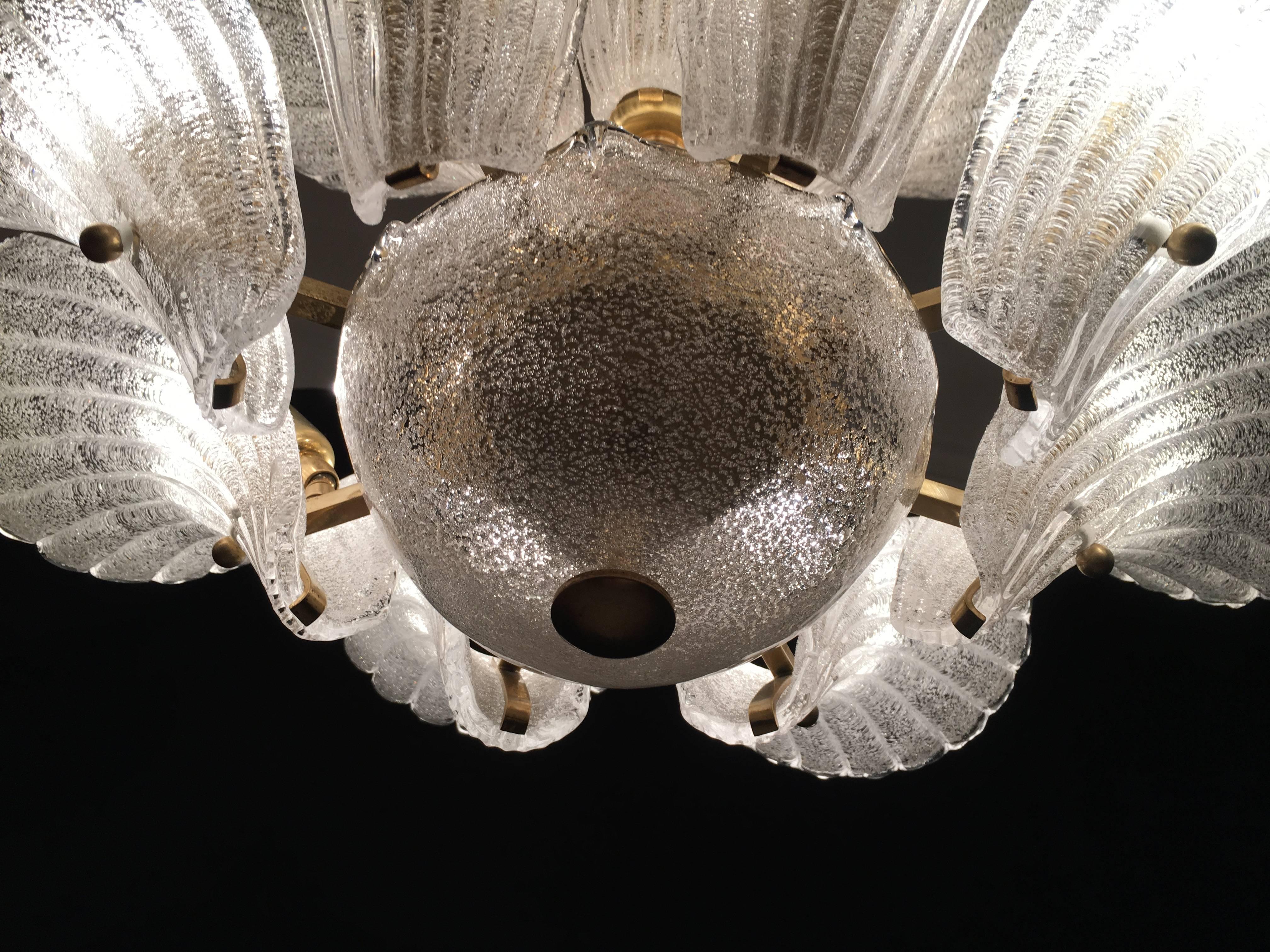 Mid-20th Century Murano Chandelier  Barovier & Toso Style  1950s