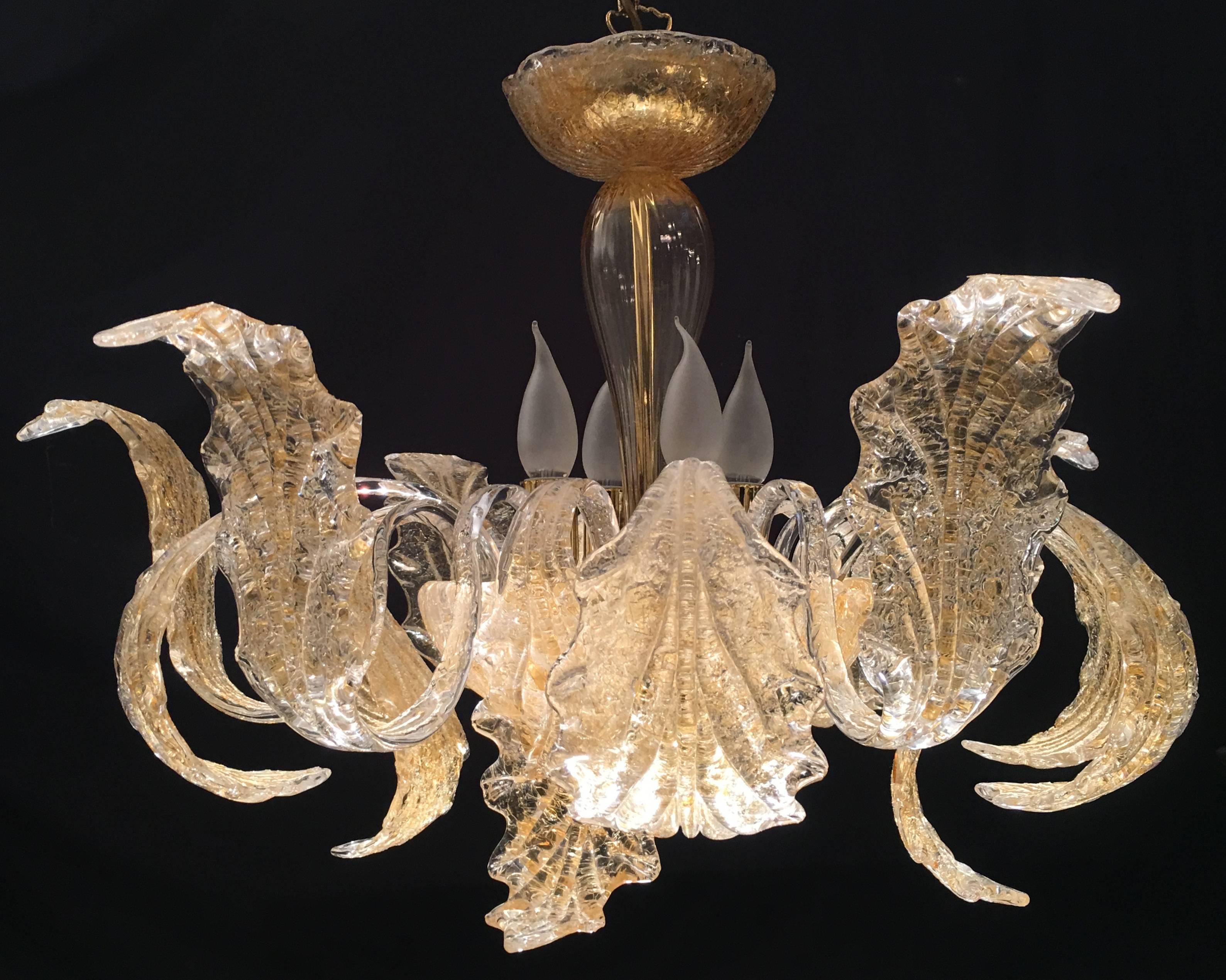 Mid-Century Modern Gold Royal Chandelier by Barovier & Toso, 1980s For Sale