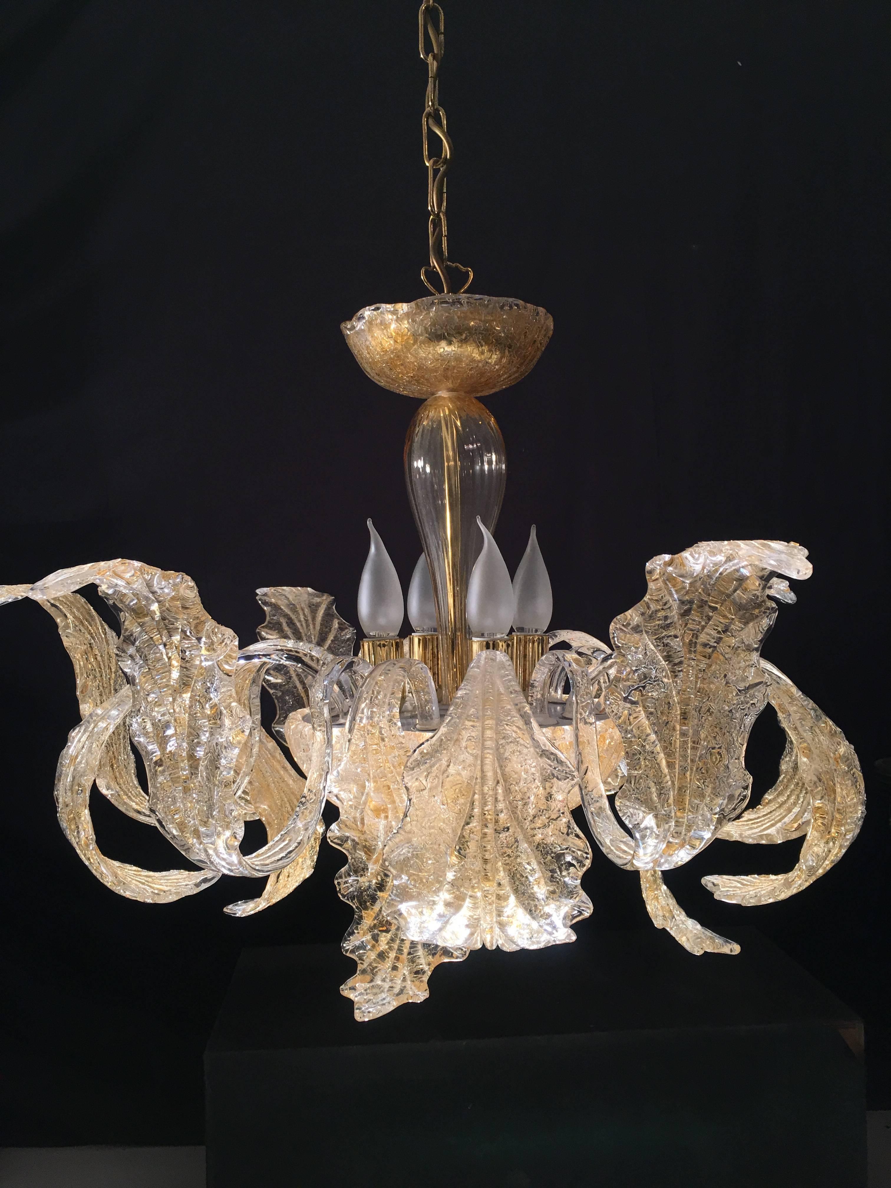 Late 20th Century Gold Royal Chandelier by Barovier & Toso, 1980s For Sale