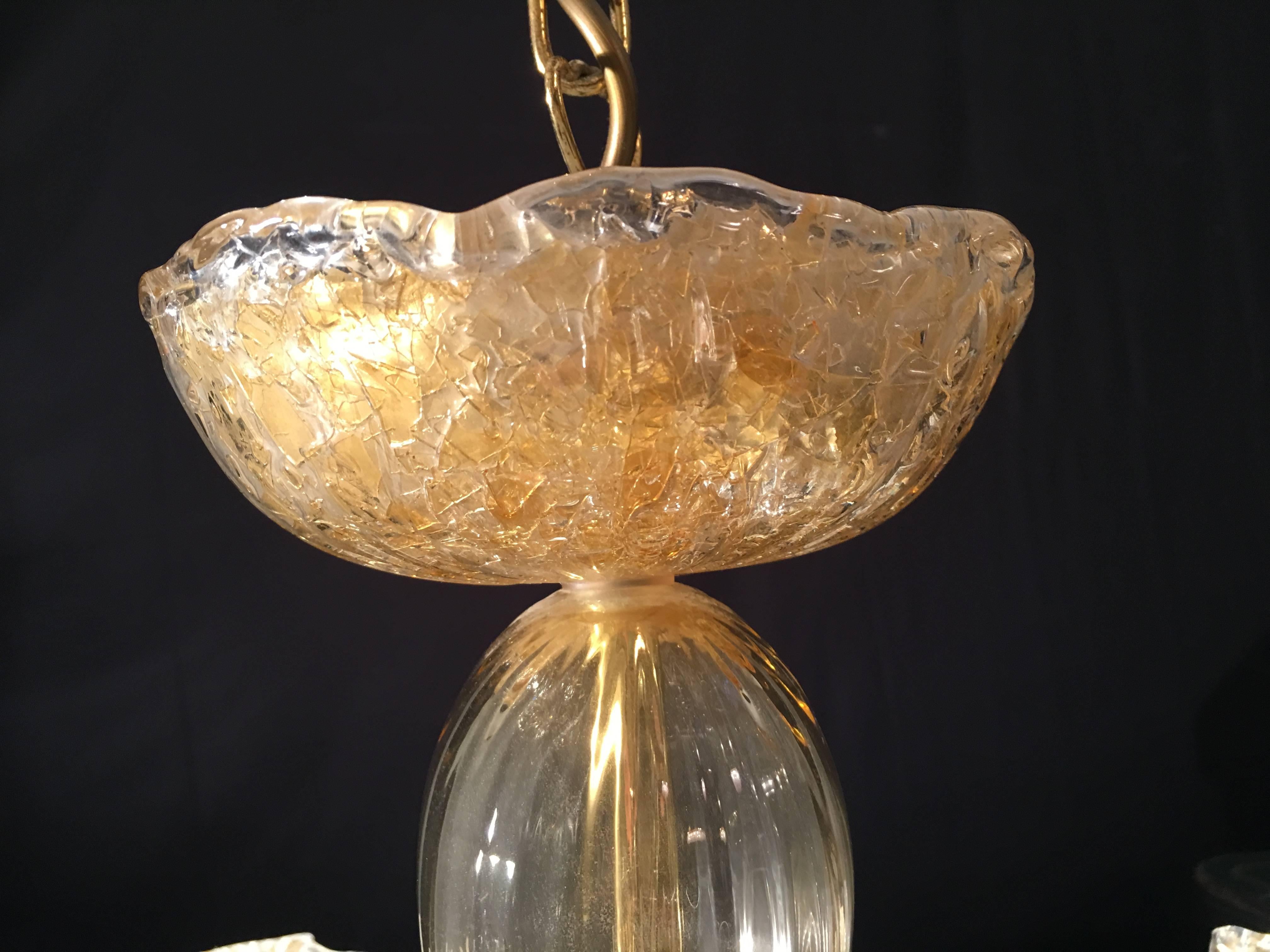 Gold Royal Chandelier by Barovier & Toso, 1980s For Sale 1